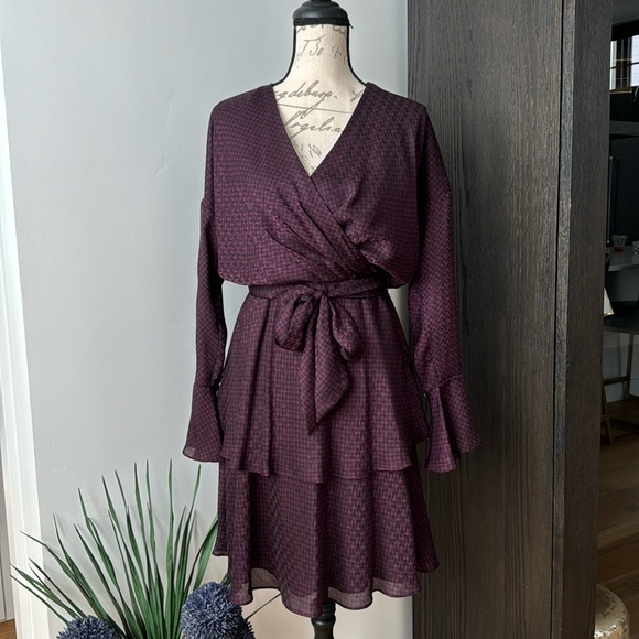 Joie Marcel chiffon dress in blackberry - Picture 1 of 10